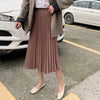 Surmiitro Elegant Solid Midi Pleated Skirt Women 2020 Spring Ladies Korean Red Black High Waist A-line School Long Skirt Female