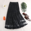 TIGENA Fashion Beading Tulle Velvet Skirt Women 2019 Spring Elegant Long Maxi Skirt Female High Waist Pleated Girls Skirt Pink