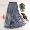 TIGENA Fashion Beading Tulle Velvet Skirt Women 2019 Spring Elegant Long Maxi Skirt Female High Waist Pleated Girls Skirt Pink