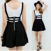 Retro Hollow Mini Skater Cute Women Suspender Clothes Straps High Waist Skirt