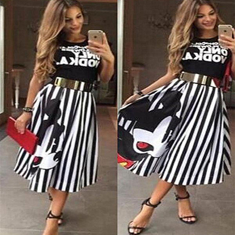 ATKULLQZ 2019 fashion mouse stripe elegant women's skirt women's new style woman skirt boutique clothing Long section skirts