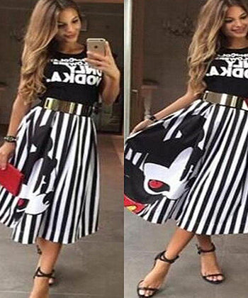ATKULLQZ 2019 fashion mouse stripe elegant women's skirt women's new style woman skirt boutique clothing Long section skirts