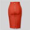 12 Colors Sexy Solid Zipper Orange Blue Black Bandage Skirt Women Elastic Bodycon Summer Plus Size XL XXL Pencil Skirts 58cm