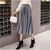 Pleated Women Skirts Velvet Large Swing Long Plus Size Skirts Faldas Saia Fashion Female Jupe