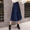 Pleated Women Skirts Velvet Large Swing Long Plus Size Skirts Faldas Saia Fashion Female Jupe