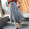 Gold velvet long skirt women fall winter 2020 new Korean Pleated female skirt high waist casual loose office a-line skirts