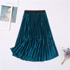 Ladies Vintage Autumn Winter Women Velvet Skirt High Waisted Elegant Sexy Skinny Black Pleated Skirts Female Maxi Skirts Womens