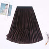 Ladies Vintage Autumn Winter Women Velvet Skirt High Waisted Elegant Sexy Skinny Black Pleated Skirts Female Maxi Skirts Womens