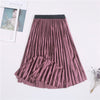 Ladies Vintage Autumn Winter Women Velvet Skirt High Waisted Elegant Sexy Skinny Black Pleated Skirts Female Maxi Skirts Womens