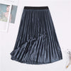 Ladies Vintage Autumn Winter Women Velvet Skirt High Waisted Elegant Sexy Skinny Black Pleated Skirts Female Maxi Skirts Womens