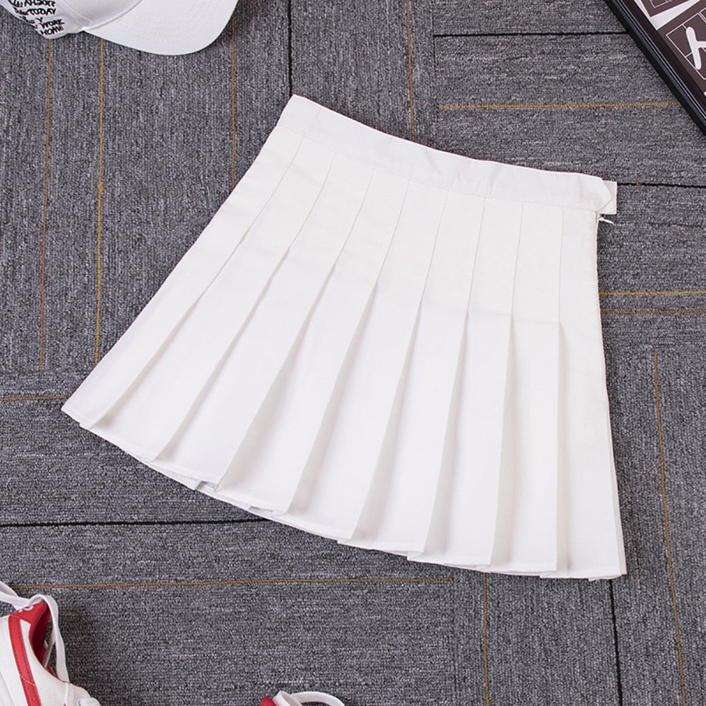 New High Waist A Line pleated skirts Harajuku Lolita Gray White Black a-line sailor skirt Cosplay Japanese school Skirts uniform