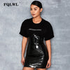 FQLWL Faxu Latex Pu Leather Skirt For Woman Zipper Black/High Waisted/Pencil Skirts Womens Autumn Wrap Sexy Mini Skirt Female