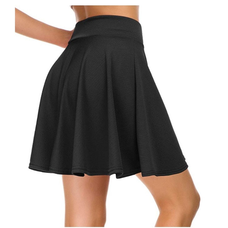 Summer hot casual style half-length lotus leaf skirt solid color high waist mini pleated skirt fit comfort with elastic band