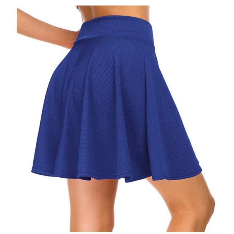 Summer hot casual style half-length lotus leaf skirt solid color high waist mini pleated skirt fit comfort with elastic band