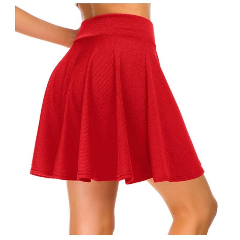 Summer hot casual style half-length lotus leaf skirt solid color high waist mini pleated skirt fit comfort with elastic band