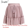 Simplee Casual polka dot mini women skirt High waist A line korean tassel pink summer skirt Sexy ruffle beach female skirts 2019