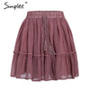 Simplee Casual polka dot mini women skirt High waist A line korean tassel pink summer skirt Sexy ruffle beach female skirts 2019