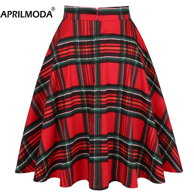 2020 Elegant Women Pleated Office Midi Skirts Aline Steampunk Gothic Female 50s 60s A line Ladies Skirt High Waist fashion skirt