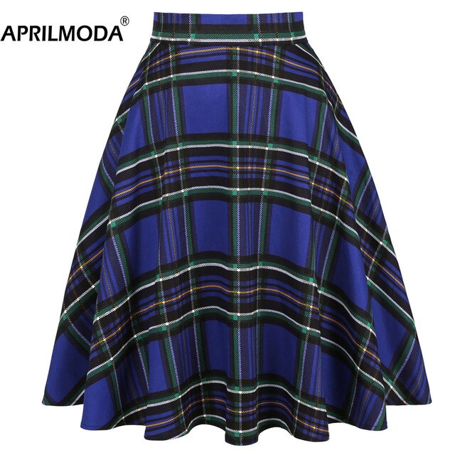 2020 Elegant Women Pleated Office Midi Skirts Aline Steampunk Gothic Female 50s 60s A line Ladies Skirt High Waist fashion skirt