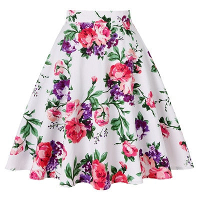 2020 Elegant Women Pleated Office Midi Skirts Aline Steampunk Gothic Female 50s 60s A line Ladies Skirt High Waist fashion skirt