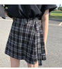 Casual Basic Fashion All Match Plaid Vintage Irregular High Waist College Wind 2018 New Fashion Female Women Mini Skirts