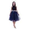 5Layers 65cm Summer vintage skirts women Elastic High Waist tulle mesh Petticoat Pleated tutu skirt women Saias midi faldas jupe