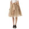 5Layers 65cm Summer vintage skirts women Elastic High Waist tulle mesh Petticoat Pleated tutu skirt women Saias midi faldas jupe