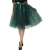 5Layers 65cm Summer vintage skirts women Elastic High Waist tulle mesh Petticoat Pleated tutu skirt women Saias midi faldas jupe