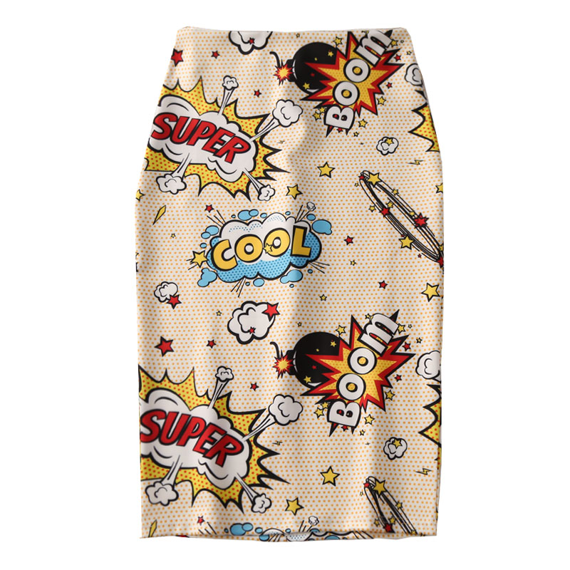 Women's Pencil skirt 2019 New Cartoon Mouse Print High Waist Slim Skirts Young Girl Summer Large Size Japan Female Falda GD018