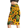 New Arrival Summer Skirt Women 3d Yellow Daisy Print Mid Length Tight Skirts Female Polyester Package Hip Skirts S-4XL Dropship