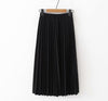 2020 Spring High Waist Pleated Skirt Women Black Causal Midi Skirts Plus Size Elastic Waist