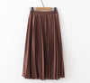 2020 Spring High Waist Pleated Skirt Women Black Causal Midi Skirts Plus Size Elastic Waist