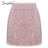 Simplee A-line lace embroidery women skirt Casual streetwear autumn female short skirt Party club ladies mini pink skirts