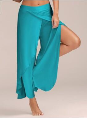 Wide Leg Pants Women Capris Solid Loose Bloomers Fitness Dance Wears Split Trousers Plus Size Harem Pants Elastic Palazzo