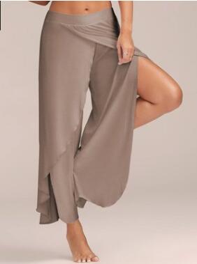 Wide Leg Pants Women Capris Solid Loose Bloomers Fitness Dance Wears Split Trousers Plus Size Harem Pants Elastic Palazzo