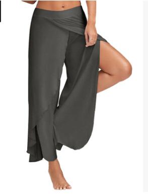 Wide Leg Pants Women Capris Solid Loose Bloomers Fitness Dance Wears Split Trousers Plus Size Harem Pants Elastic Palazzo