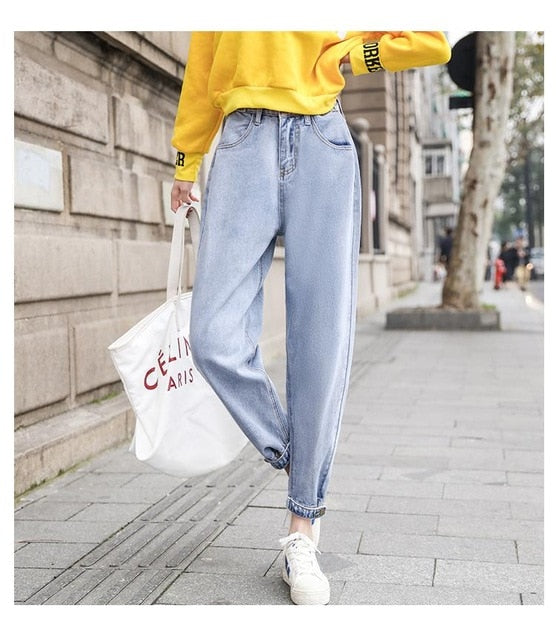 GUUZYUVIZ Casual Jeans Woman High Waist Loose Denim Harem Pants Mujer Plus Size Chic Jeans For Women Combinaison Pantalon Femme