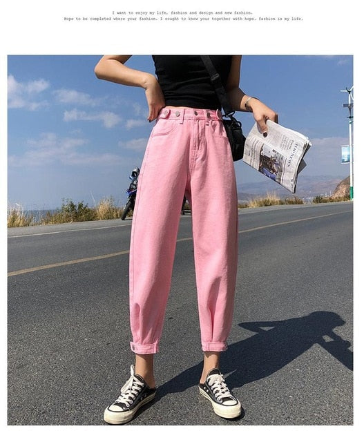 GUUZYUVIZ Casual Jeans Woman High Waist Loose Denim Harem Pants Mujer Plus Size Chic Jeans For Women Combinaison Pantalon Femme