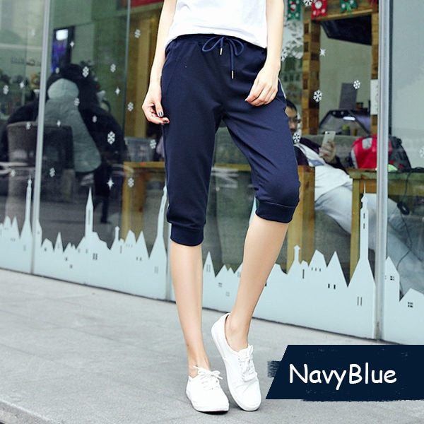 Women's Cotton Capri Summer Pants Casual Loose Harem Pants for Women Knee Length Breeches Women Pants Capris Female Sweatpants